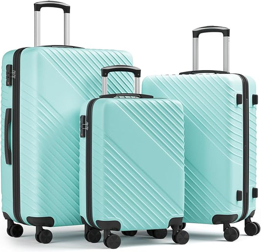 Luggage Sets 3 Piece, ABS Hardside Suitcase Set (20/24/28) with Spinner Wheels, TSA Security Lock, Airline-Approved Carry-On & Lightweight Large Checked Luggage for Business, Travel, Family Vacations
