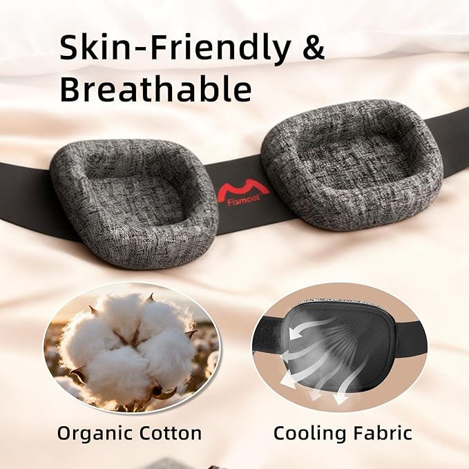 Eye Mask for Sleeping - 100% Blacking Sleep Mask for Men Women, Sleeping Mask with Adjustable Night Blindfold Flight, Travel, Nap, Black