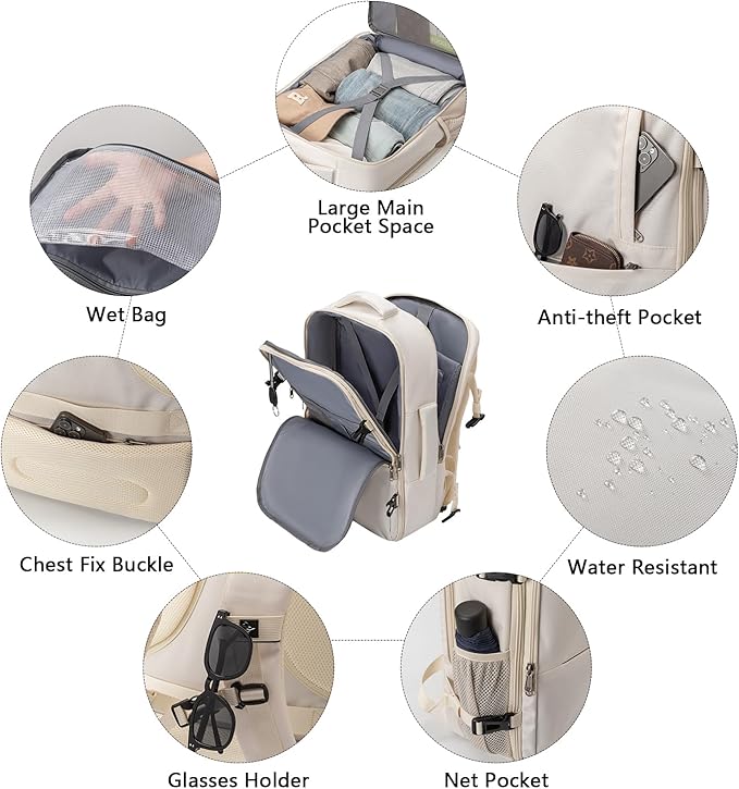 MOLNIA Travel Backpack, 17.3 Inch Large Laptop Backpack Carry On Backpack Waterproof, as Personal Item Flight Approved College Backpack Convertible Backpack for Men & Women…