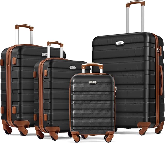 Suitour 4 Piece Luggage Set, Carry on Suitcase with ABS hardshell,Spinner Wheels & TSA Lock (16"/20"/24"/28")