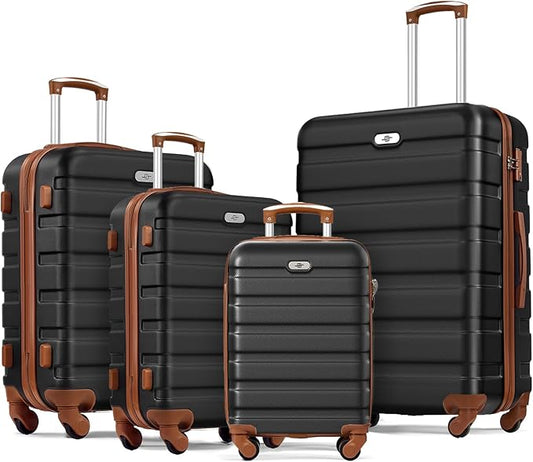 Suitour 4 Piece Luggage Set, Carry on Suitcase with ABS hardshell,Spinner Wheels & TSA Lock (16"/20"/24"/28")