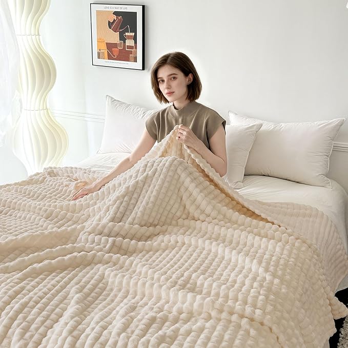 Ultra Soft Jacquard Sherpa Throw Blanket, Lightweight Yet Cozy, Versatile Couch and Travel Blanket, Checker Pattern, Multiple Sizes and Colors, Easy-Care and Durable,50x60 Inches