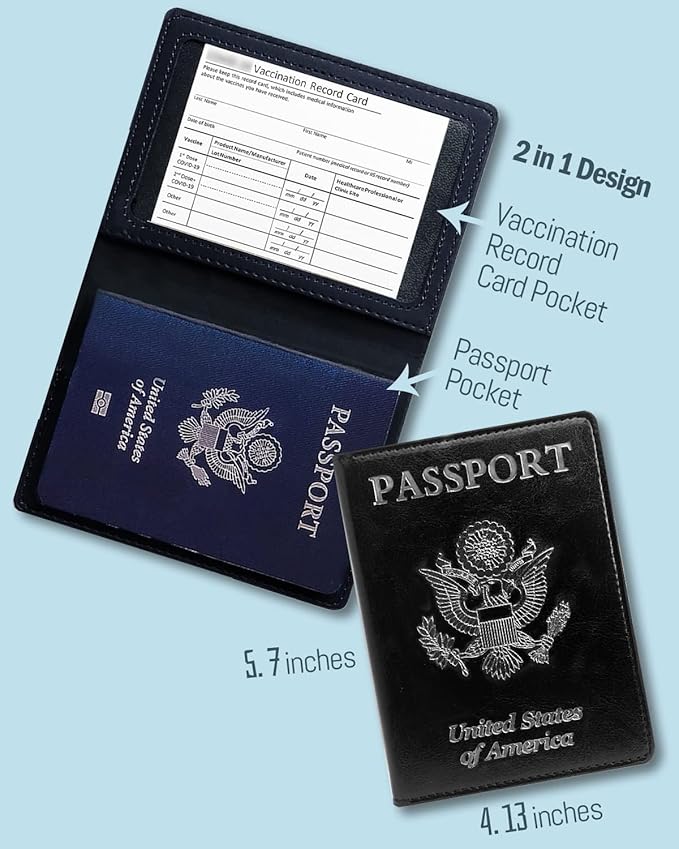 Women's Passport Wallet & Cover Combo - Holds Passport, Vaccine Card & More