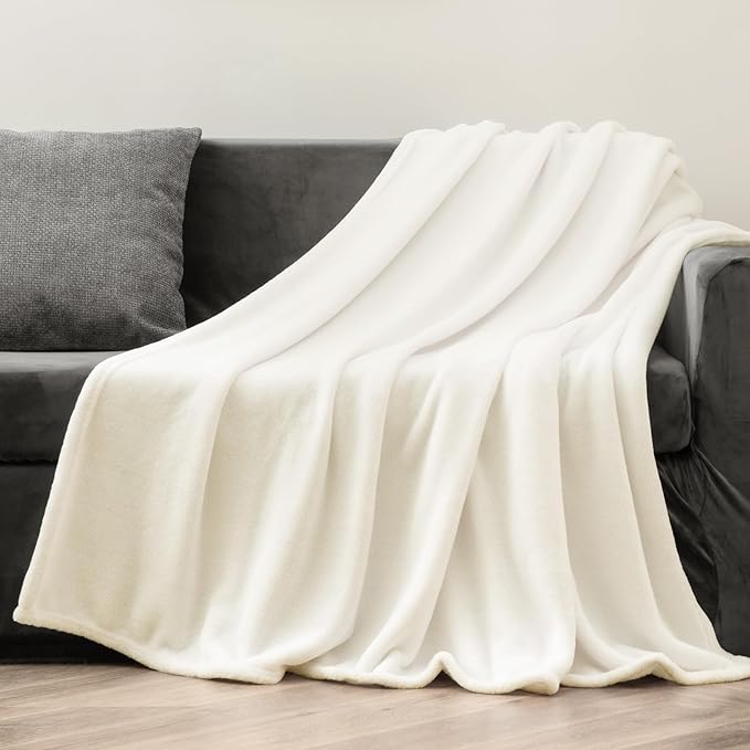 BEDELITE Fleece Blanket Cream Throw Blanket for Couch & Bed, Luxury Plush Cozy Fuzzy Blanket 50" x 70", Super Soft Warm Lightweight Fall Throw Blanket for Travel Camping
