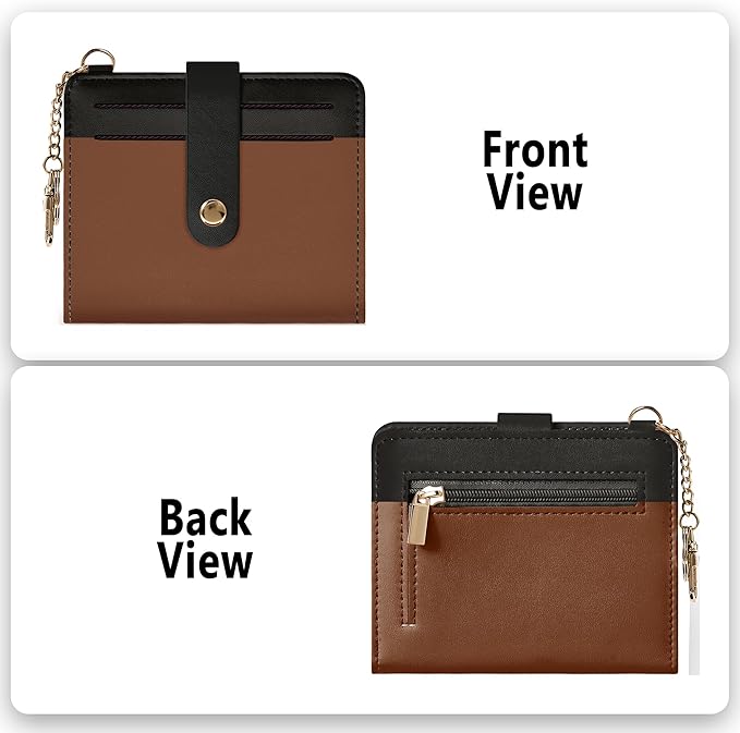 Airkit Small Wallets Woman RFID Blocking Leather Credit Card Holder - with ID Window - Card Wallets for Women - with Zipper Coin Purse - Keychain Wallet