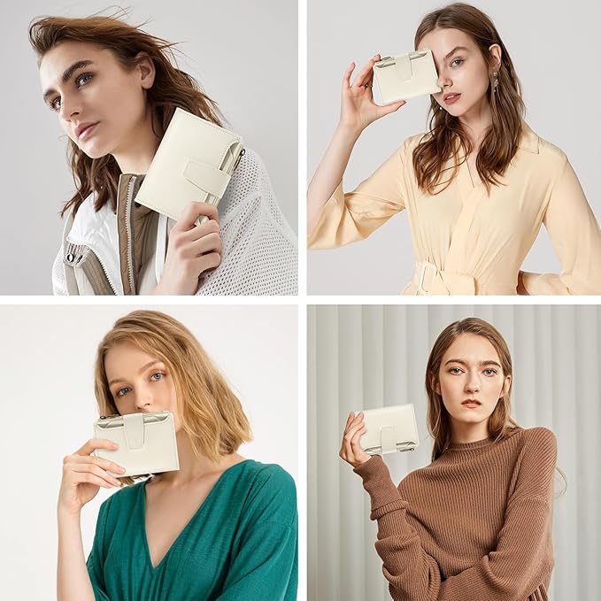 Airkit Small Wallet Women RFID Blocking Soft Leather Bifold Compact Card Holder Wallet for Women with Zipper Coin Pocket 4 ID Window
