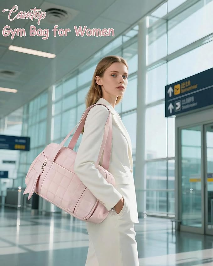 CAMTOP Gym Bag for Women, Duffle Bag for Travel With Insulated Pocket and Wet Pocket, Carry On Weekender Dance Yoga Workout Bag