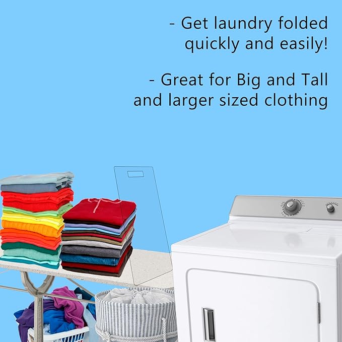 Shirt Folding Board Big and Tall Clear Acrylic 11.5" x 23" Neatly Stacked Shirts Sweaters Laundry Retail Department Clothing Stores Recreational Vehicles Hospitals Home by Marketing Holders