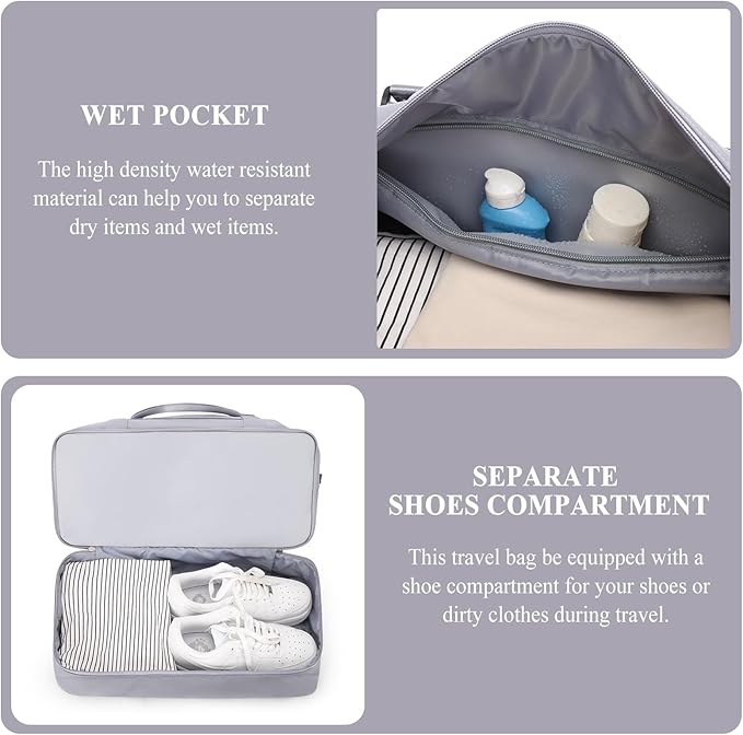 Weekender Bags for Women,Personal Item Travel Bag with Shoes Compartment,Overnight Travel Duffel Bag with Toiletry Bag