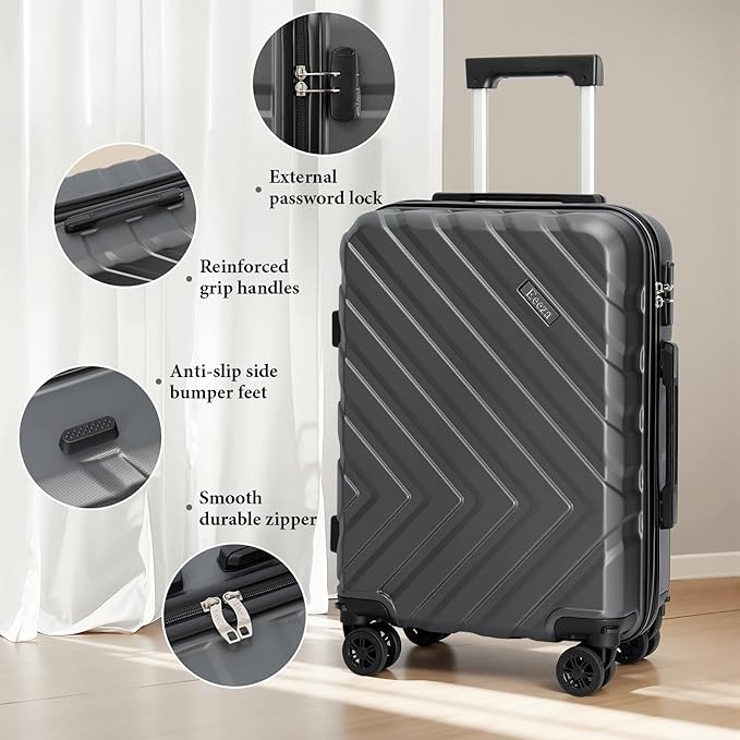 Luggage Sets 5 Piece, Suitcases with Wheels, ABS Hard Case Luggage with TSA Lock Spinner Wheels, Carry On Luggage Set(5 Piece Sets (20"/24"/28"/DB/TB))