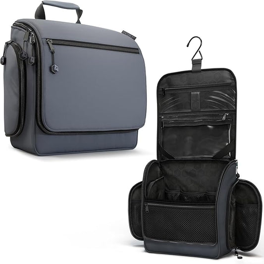 VENTURE 4TH Hanging Travel Toiletry Bag for Women & Men – Large Toiletry Organizer with 18 Compartments, Removable TSA Pouch, Travel Wash Bag for Toiletries, Makeup & Shaving Kit (Gray)