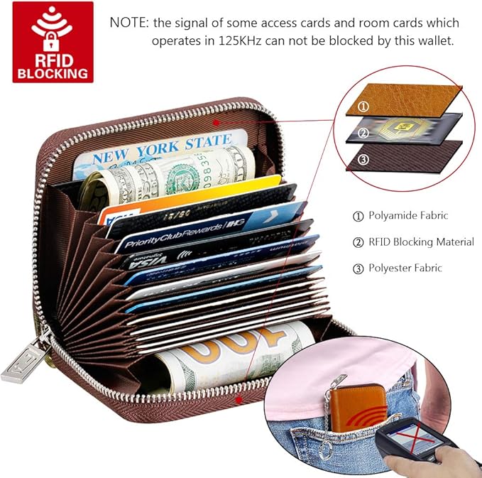 FurArt Zipper Wallet Women, RFID Blocking Credit Card Wallet, Business Card Holder, Compact Size KeyChain Wallet