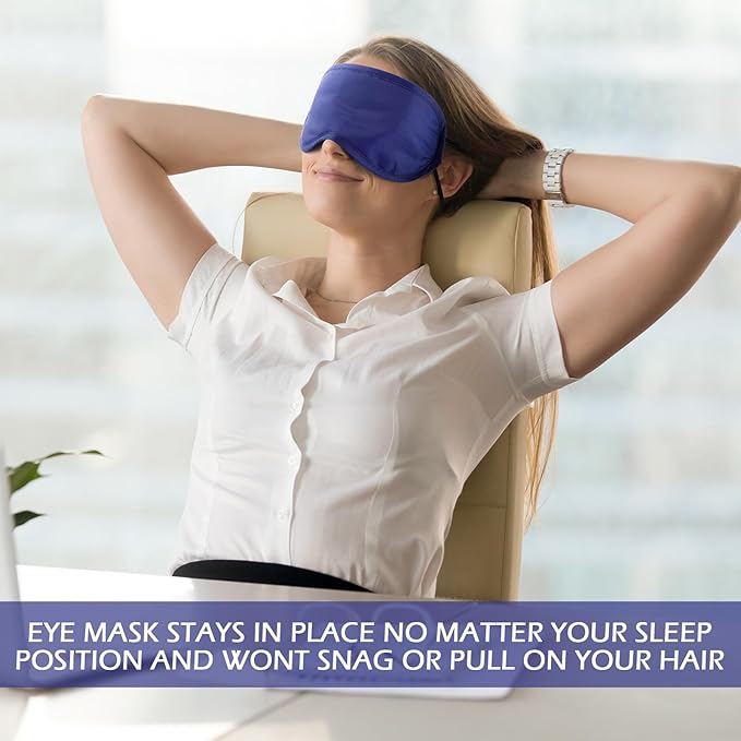 Tarpop 200 Pcs Eye Mask Sleeping Blindfold Eye Cover with Adjustable Strap for Games Party Team Building Travel Individually Wrapped Sleep Mask for Women Men (Blue)