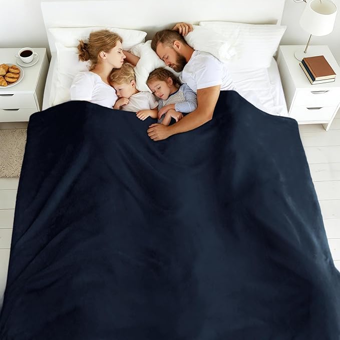 Oversized Blanket 120x120 Inches, Giant Huge Companion for Bed, Sofa, Travel and Camping, Extra Large Big Soft Blanket Fits The Whole Family and Outdoor Campaign, Navy