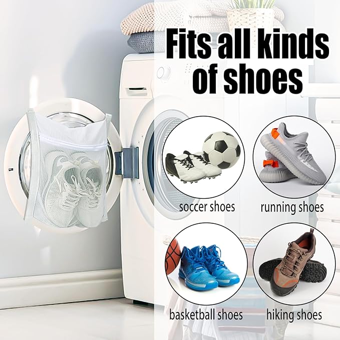 Laundry Bags,Sneaker Wash & Dry Net Bag for Dryer Sneaker Laundry Bags Large HoneyComber Mesh Bags with Zipper and Strap for Shoes Sneaker Washing Mesh Net for Most Dryers Door 15.7" Large