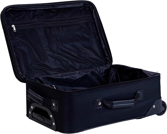 Rockland Fashion Softside Upright Luggage Set, Black/Gray, 2-Piece (14/19)