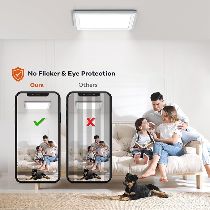 Annaror 2pack Smart LED Ceiling Light WiFi, 13in RGB Flush Mount Lighting Fixture with Remote, Compatible with Alexa Google Home, Low Profile Ceiling Light for Bedroom, Kitchen Square White
