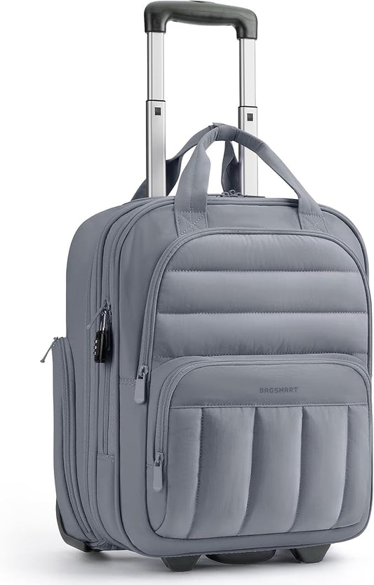 BAGSMART Small Underseat Carry on Luggage with Wheels, 16 inch Small Under Seat Luggage, Lightweight Travel Suitcase for Women, Dark Gray