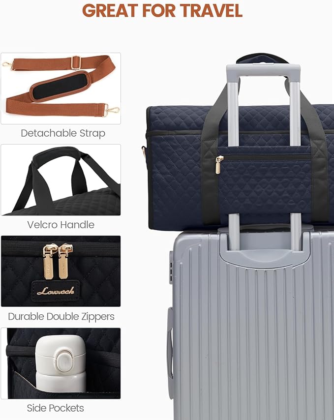 LOVEVOOK Travel Duffle Bag - Weekender & Overnight Bag with Toiletry & Wet Pocket, Carry-On Size, 3pc Set
