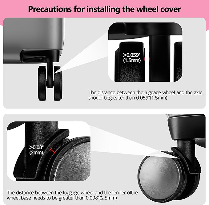 AWINNER 8 Pack Luggage Wheels Covers - Silicone Luggage Wheel Protector Covers for most 8 Spinner Wheel Suitcases or Office Chair Caster,Durable,Mute and Shock Absorption (Pink)
