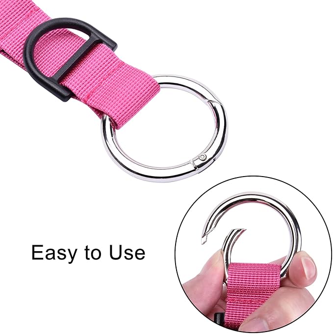 Wisdompro Jacket Gripper Strap, Add a Bag Luggage Straps Baggage Suitcase Belts Travel Accessories with Hook and D-Ring - Make Your Hands Free, Easy to Carry Your Extra Bags - Hot Pink