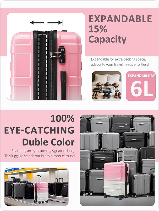 Tolino Carry on Luggage 22x14x9 Airline Approved-20 Inch Hardside Suitcase with Wheels TSA Lock, PC+ABS Lightweight Carry on Suitcases for Women and Men