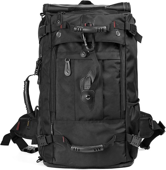 Large Capacity For Travel Hiking Sports Carry On Backpack Durable Convertible Duffle Bag Laptop airplane (BLack, 45L-Normal)