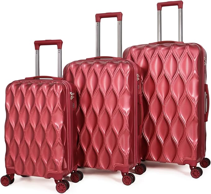 luggage sets 3 piece, 3 piece luggage sets with spinner wheels Hardside Lightweight Luggage 20in 24in 28in. (red)