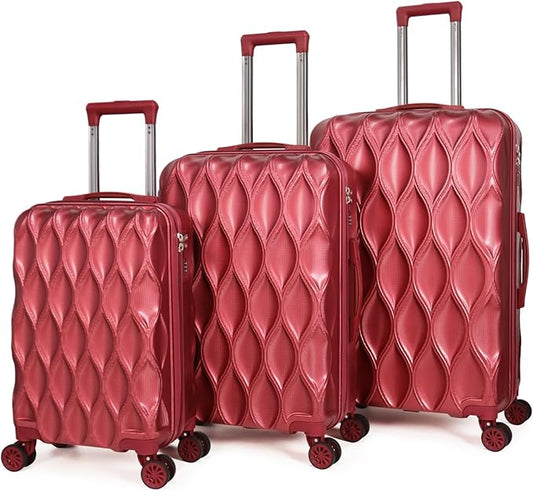 luggage sets 3 piece, 3 piece luggage sets with spinner wheels Hardside Lightweight Luggage 20in 24in 28in. (red)