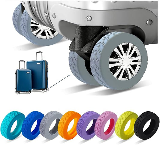 Luggage Wheel Covers, Luggage Wheel Protector Covers for 2-2.4 inches Wheels Suitcases，Anti-Scratch & Noise Reduction Design, Silicone MaterialDurable Travel Case Accessories (8, Grey)