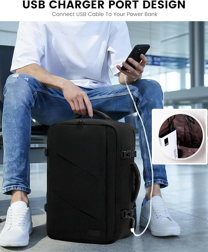 LOVEVOOK Travel Carry on Backpack, Large 40L Personal Item Travel Bag for Men & Women Flight Approved with 3 Packing Cubes, Suitcase Water Resistant Luggage Daypack Business Weekender Bag