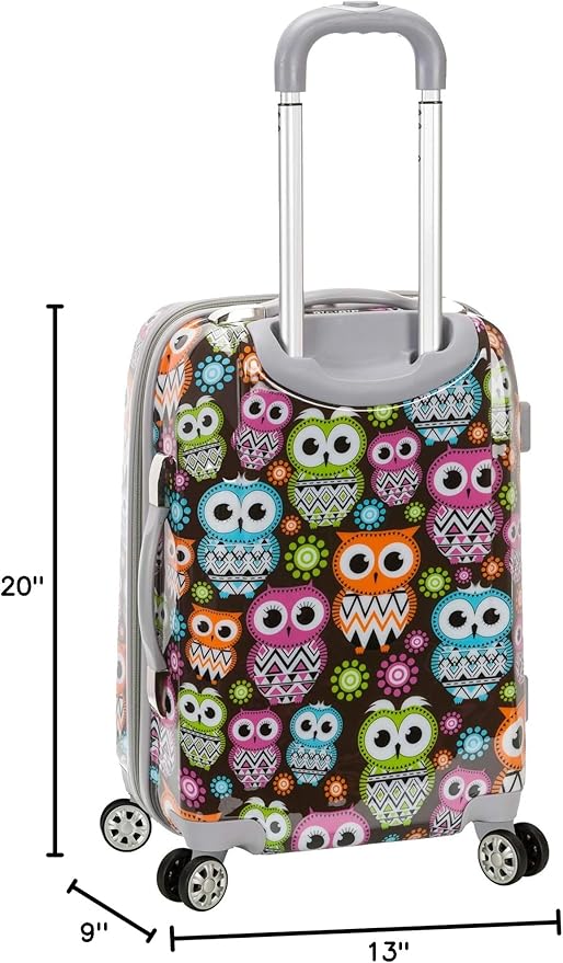 Rockland Vision Hardside Spinner Wheel Luggage, Owl, Carry-On 20-Inch (F151-OWL)