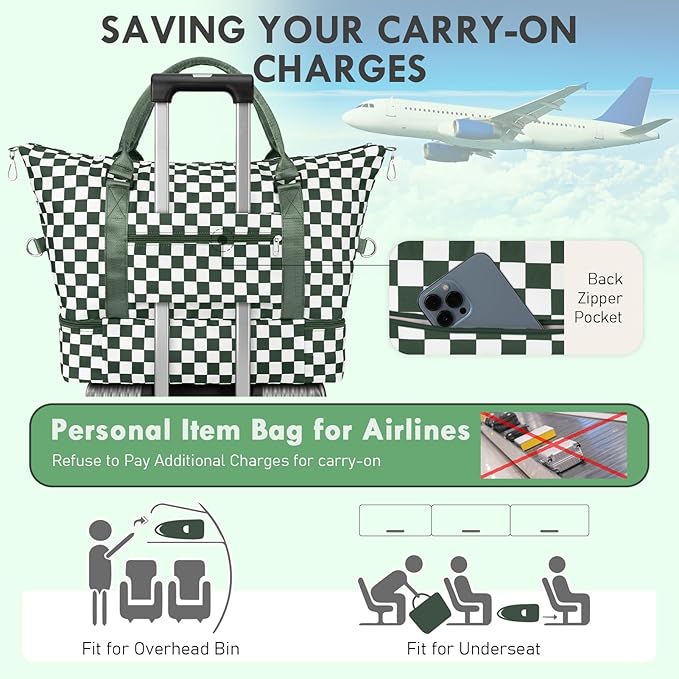 WOOMADA Weekender Overnight Bag for Women, Shoulder Travel Duffel with Shoes Compartment,Gym Bag with Toiletry Bag