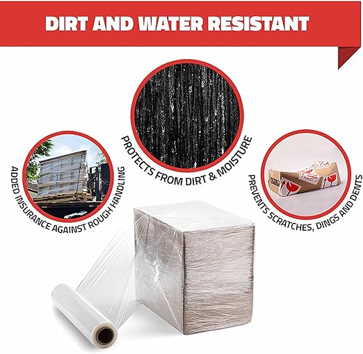 Stretch Wrap with Handle Industrial Strength 4 Pack 11" x 1000 Ft 60 Gauge Thick Shrink Wrap Roll for Moving Supplies, Furniture, Pallets, Plastic Wrap for Packing, Heavy Duty Stretch Film
