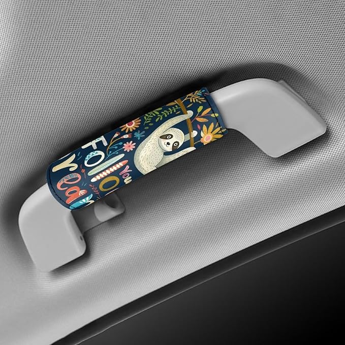 BIGCARJOB Cute Sloth Luggage Handle Cover Replacement 2 Pieces Follow Your Dream Sloth Suitcase Identifier Protective Cover Trolley Case Grip Travel Luggage Handle Wrap Luggage Accessories