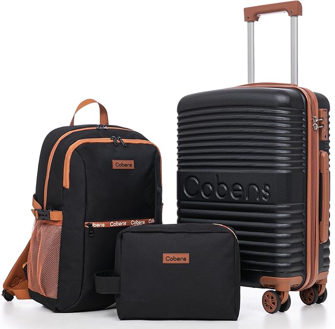 Carry on Luggage 22x14x9 Airline Approved, Suitcases with Wheels Hardshell, Lightweight Hardside Luggage Set with TSA Lock, 20Inch Black Carry on Suitcase