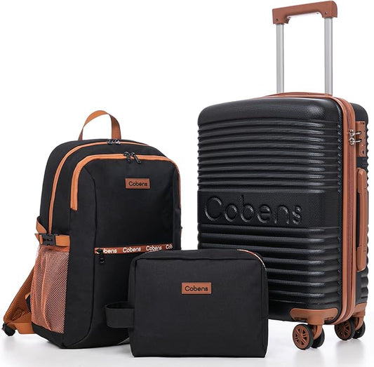 Carry on Luggage 22x14x9 Airline Approved, Suitcases with Wheels Hardshell, Lightweight Hardside Luggage Set with TSA Lock, 20Inch Black Carry on Suitcase