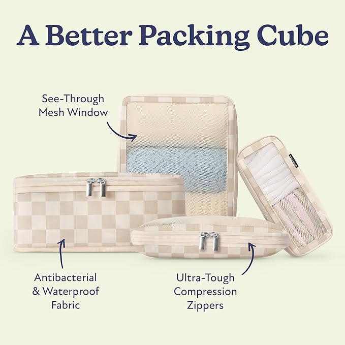 Vandel Space-Saving Compression Packing Cubes for Women, Men, 6-Pack Compressible Carry On Suit Case Organizer Luggage Packing Cubes for Travel Compression Organizer Bags for Luggage, Suitcase Cube