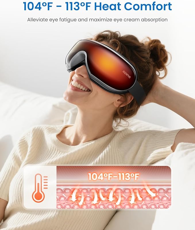 RENPHO Eye Massager with Heat, Mothers Day Birthday Gifts for Mom Women Men Her, FSA Eligible HSA Eye Mask for Migraine Relief, Headache Massager for Dry Eyes Relax Reduce Strain Eyeris 1