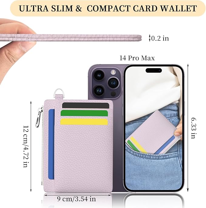 Hancynir Minimalist Small Wallet Women Credit Card Holder, RFID Blocking Slim Mini Card Wallets Cute Front Pocket PU Leather Card Case Thin Travel Zipper Coin Cash Ladies Female Wallet Gifts