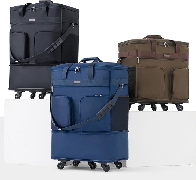 Hanke Expandable Collapsible Luggage with Wheels Suitcase Luggage Rolling Travel Bag Duffel Bag for Men Women Lightweight Suitcase Large Capacity with Spinner Wheel (Blue)