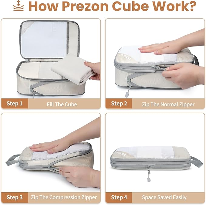 Compression Packing Cubes for Travel, Lightweight Vacation Travel Essentials, Travel Accessories for Suitcase Organizer Bags Set, Durable Luggage Organizer