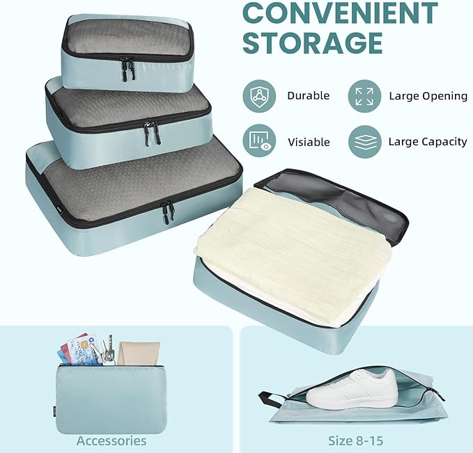 BAGAIL 8 Set/9 Set Packing Cubes Luggage Packing Organizer for Travel, Suitcase Packing Bags for Travel Accessories