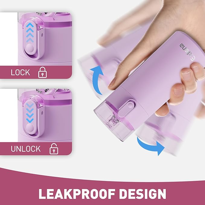 5oz Small Water Bottles with Straw, Mini Water Bottle with One-Hand Open Design, Leak-Proof Locking Lid for Hot&Cold Drinks, Small Travel Water Bottle - 100% Leakproof for School, Travel...(Lilac)