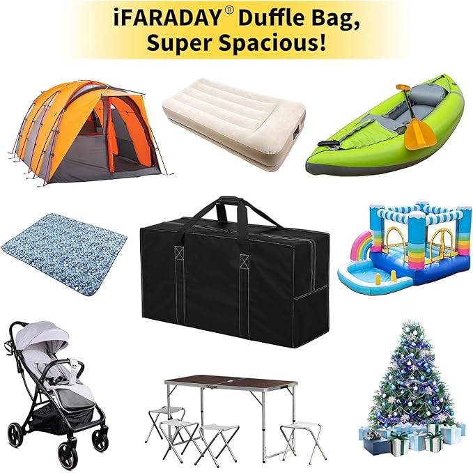 105L Extra Large Travel Duffle Bag - Lightweight Foldable Heavy Duty Luggage for Camping, Moving, Gym & Sports - Water Resistant Duffel Bag (Black)