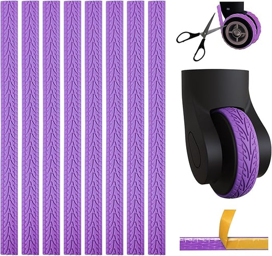 Upgraded Version 8Pcs Silicone Luggage Wheel Covers,Silent Noise Reduction Shock Protector for Spinner Wheel Suitcases & Office Chair Casters,Universal Fit (Purple,Sports Car Style)