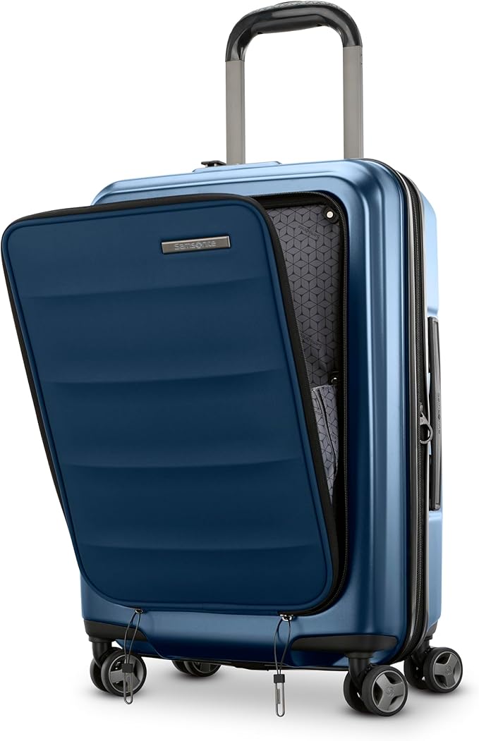 Samsonite 2 Piece Luggage Set with 21/28” Hardside Lightweight Octiv (Carry-On Pro with Front Pocket & Large Checked) Expandable, Four Spinner Wheels, Adjustable Handle, TSA Approved Lock - Blue