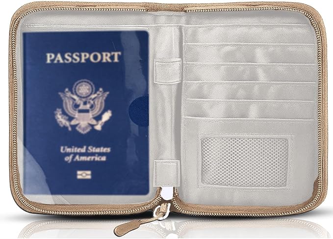 Passport Holder for Travel Essentials, RFID Blocking Protector Passport Wallets, Passport Document Organizer Case for Travel Must Have, Passport Book for Women, Couple, Family Cards, Tickets, ID, Cash