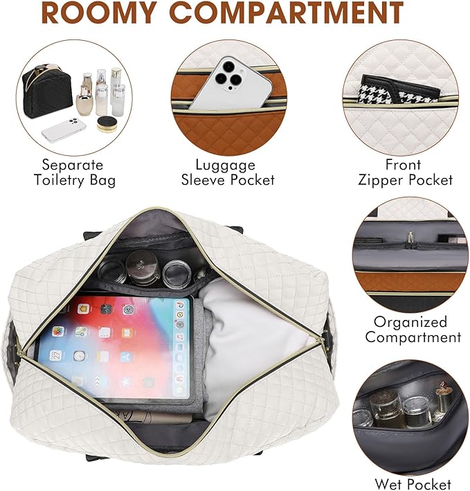 Travel Duffle Bag Weekender for Women - Carry-On Overnight Bag Personal Item Bag with Shoe Compartment & Wet Pocket Large Weekend Tote Bags with Toiletry Bag Hospital Bags for Labor and Delivery