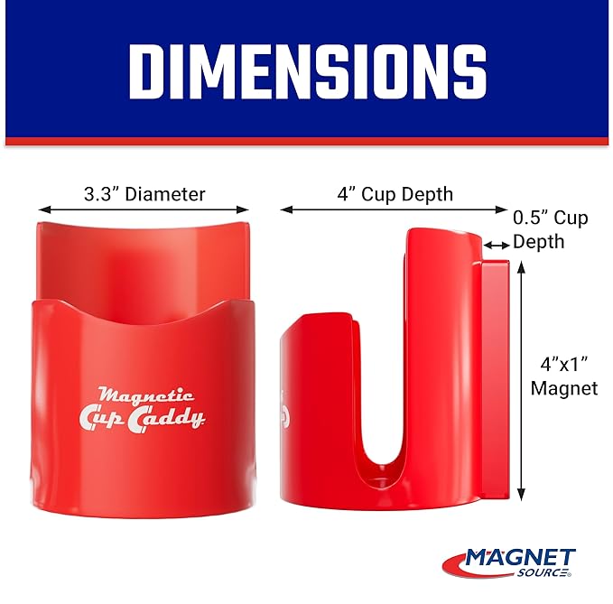Master Magnetics Magnetic Cup Holder - Caddy for Bottles, Glasses, and Cans - Fits on Fridge, Lawnmower, Forklift, Cart, or Ladder - Heavy-Duty Magnet